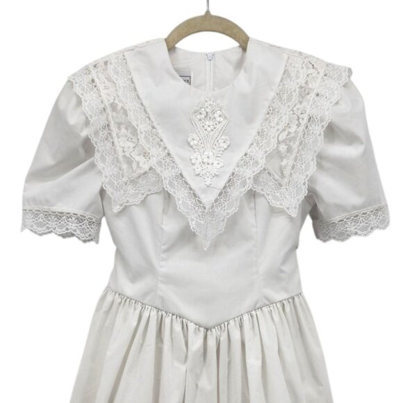 Vintage Jessica McClintock Girls 10 Dress White Lace Flower Girl First Communion - Picture 2 of 14
